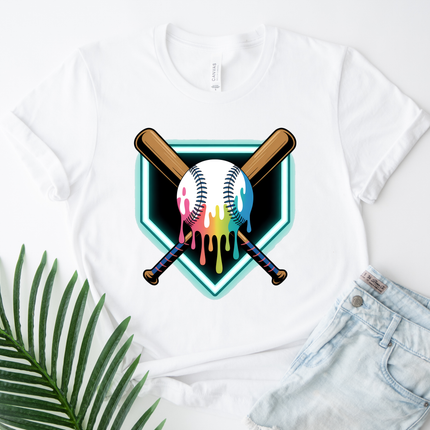 Colorful Baseball Bat and Ball