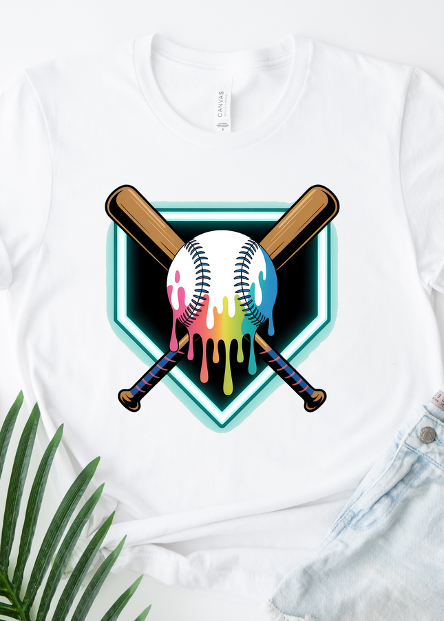 Colorful Baseball Bat and Ball