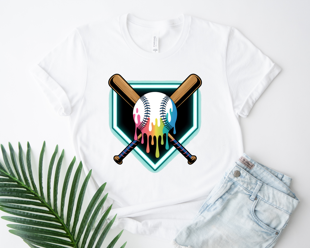 Colorful Baseball Bat and Ball
