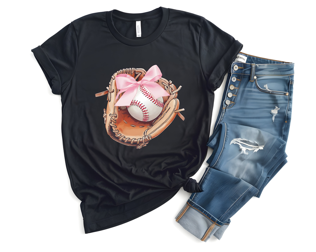 Pink Baseball Bow