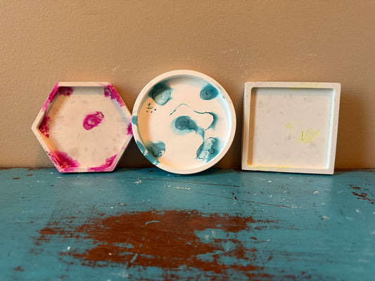 Handmade Ceramic Resin Coaster Set