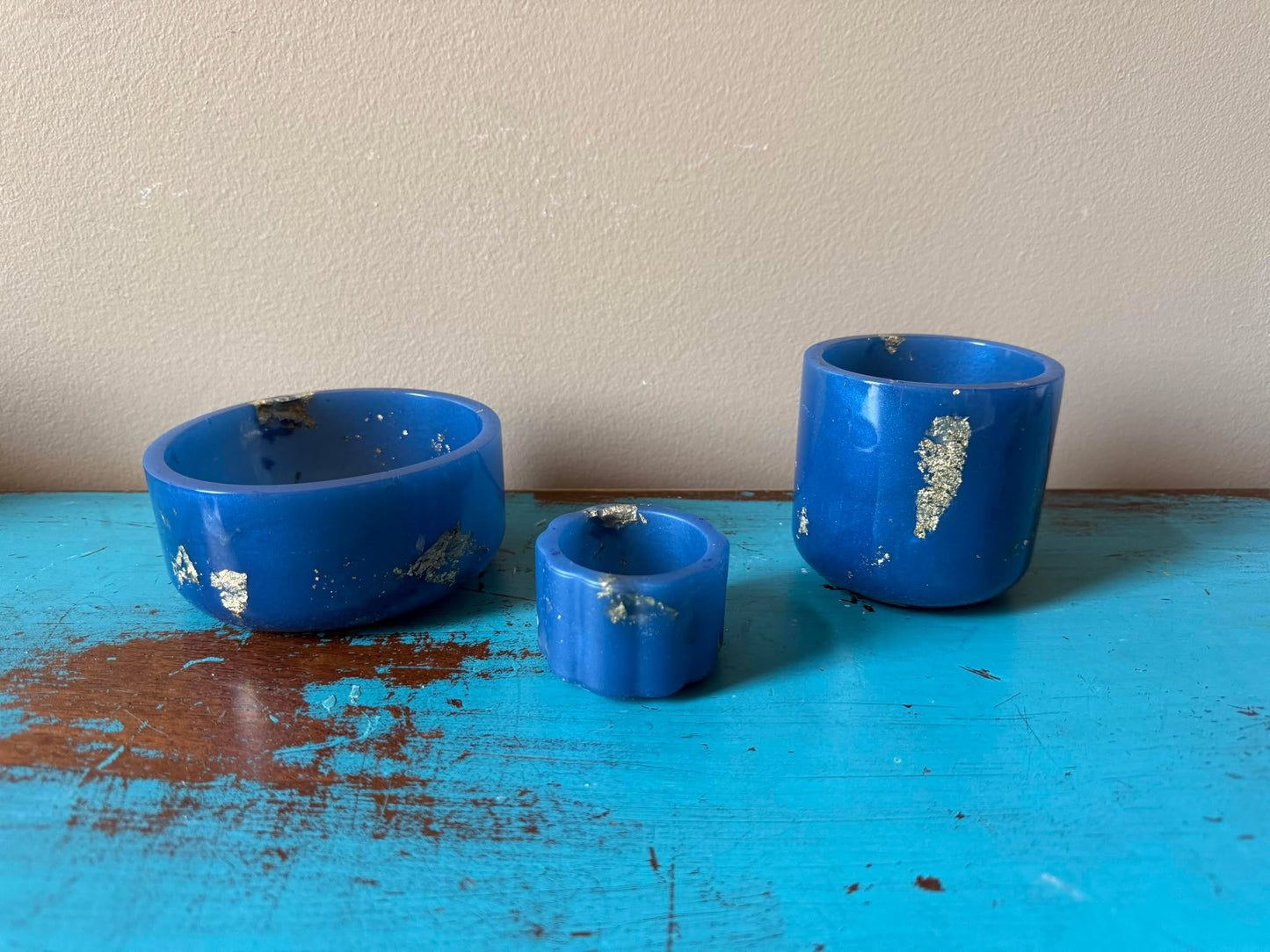 Blue and Gold Flake Epoxy Resin Set