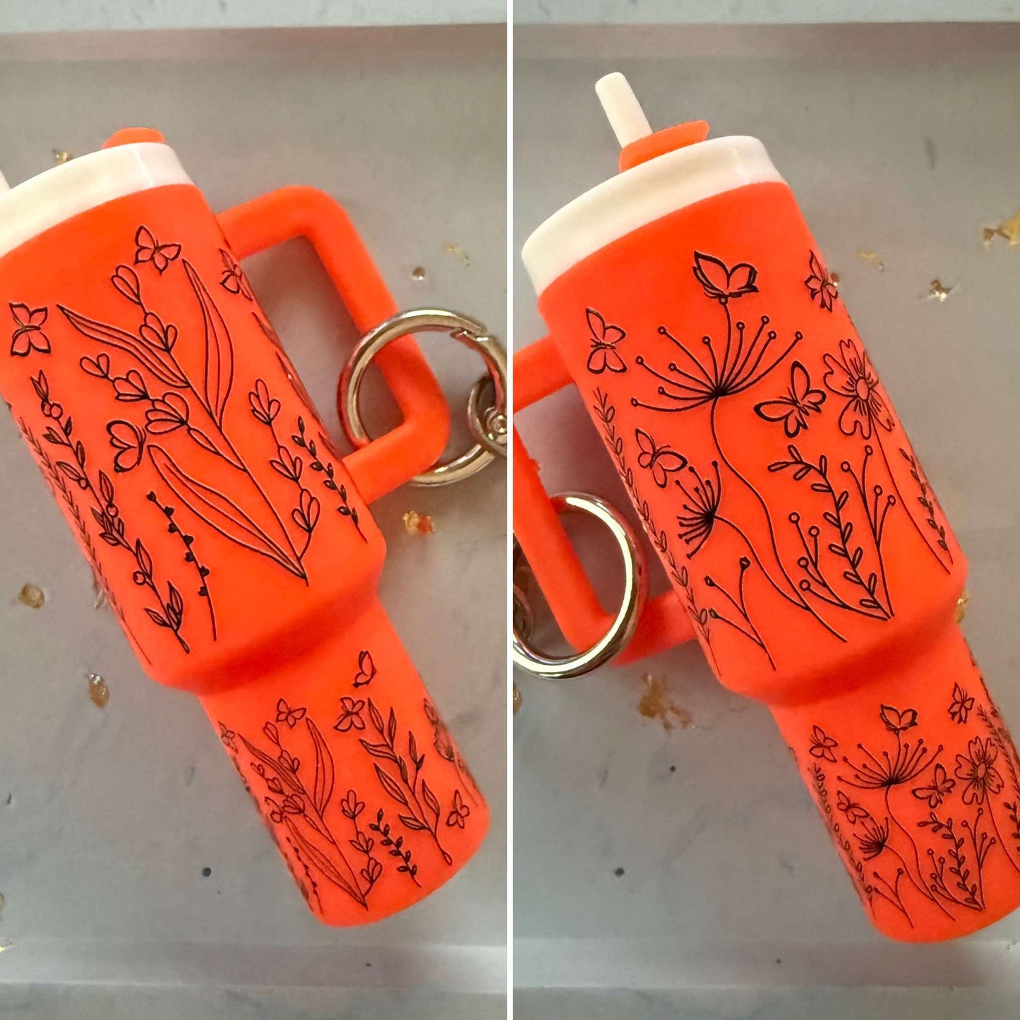 Tumbler Keychain/ Chap Stick Holder - Neon Orange