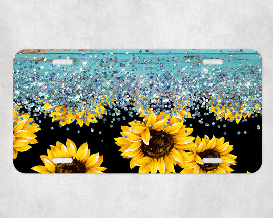 Teal Glitter and Sunflowers